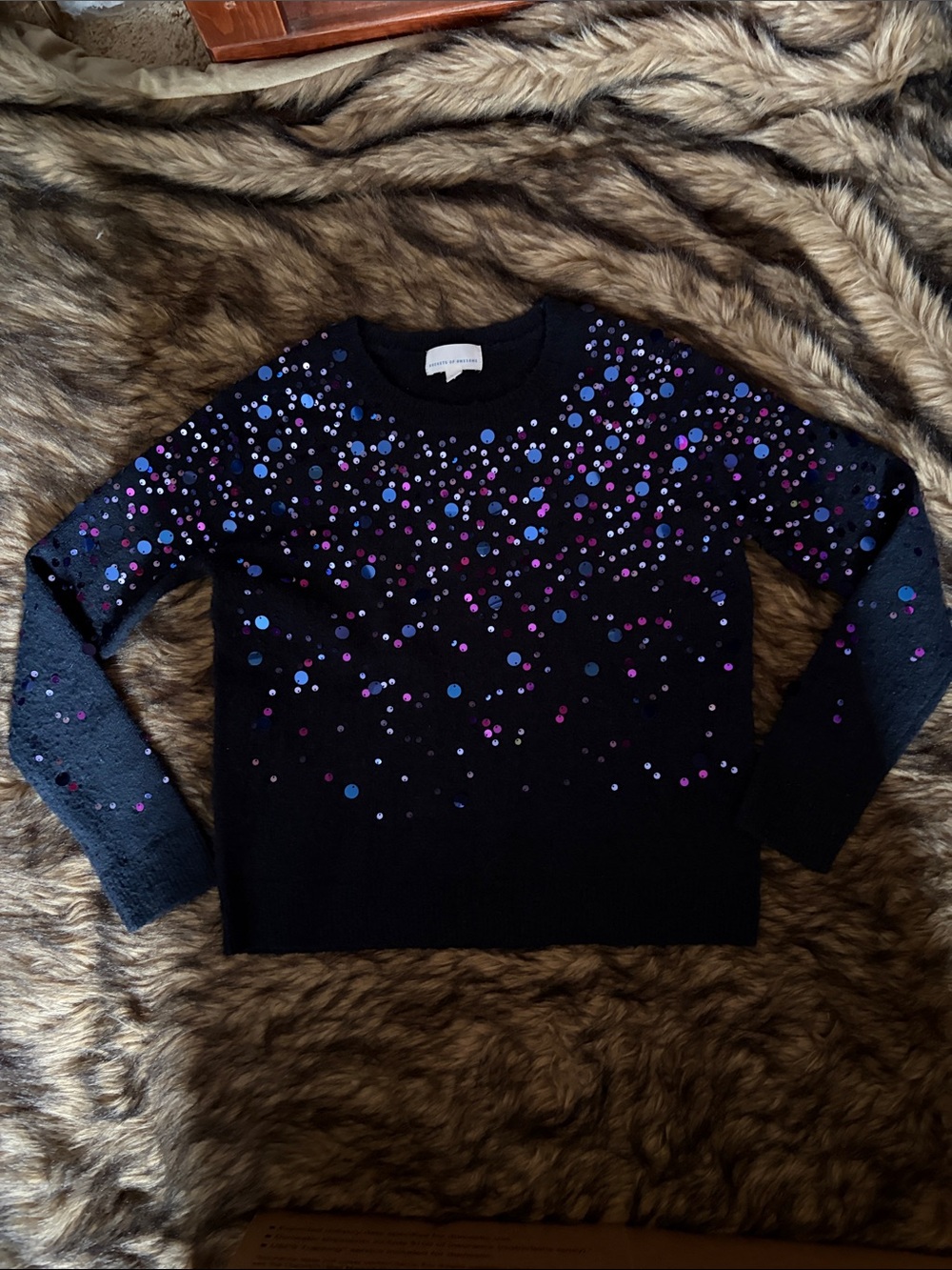Rockets of Awesome Sequin Dot Crewneck Sweater - Black Purple & Blue Accents 10